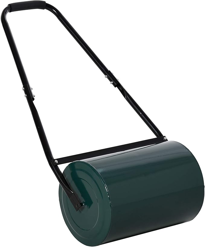 Outsunny 30 L Heavy Duty Water Or Sand Filled Φ30cm Garden Steel Lawn Roller Drum - Green